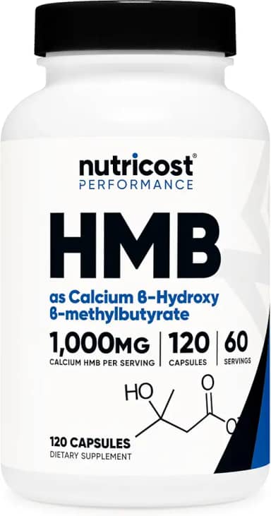 Nutricost HMB (Beta-Hidroxi Beta-Metilbutirato) 1000mg (120 cápsulas) - 500mg por cápsula, 60 porções - Sem glúten e não OGM