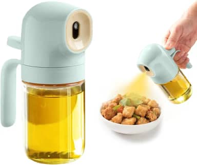 Pulverizador de óleo de 180 ml para cozinhar, dispensador de óleo 2 em 1 para cozinha, dispensador de azeite de oliva para utensílios de cozinha, fritadeira a ar, salada, churrasco (verde)
