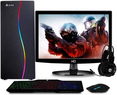 Computador Gamer Completo com Monitor LED Intel Core i5 8GB HD 500GB (Nvidia Geforce GT) Kit gamer com mousepad Light, Preto, 24865