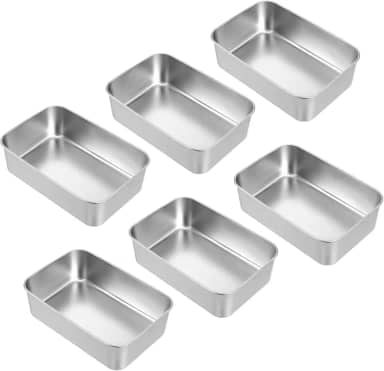 DIVINA VITAE Pacote com 6 formas de pão sanduíche, 22 x 12 cm de profundidade em aço inoxidável, formas de pão de carne para assar bolo de carne