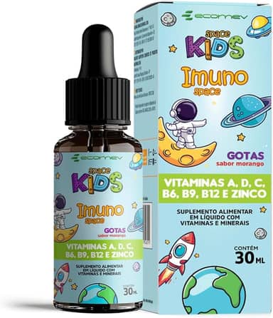 Multivitaminico Infantil - A D C B6 B9 B12 e Zinco - Sabor Morango 30Ml - Ecomev (Unidade)