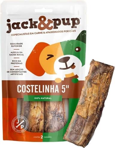 Petisco Costelinha 2un Osso Petisco Natural Para Cachoro Cães Petsl Jack E Pup Costelinha de Boi Saborosa 100% 2 Un Marca Americana Jack&Pup