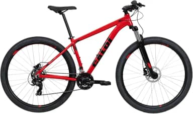 Caloi Bicicleta Mountain Bike 29 Polegadas, Vermelha, Quadro Alumínio 6061, Suspensão 100mm, Freios Hidráulicos, 21 Velocidades Shimano, Tamanho 17