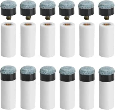 AccEncyc Conjunto de 12 pontas de tacos de bilhar de substituição com ponteiras brancas para taco de bilhar com ponteiras brancas para taco de bilhar pontas de taco de sinuca de 12 mm Kit de