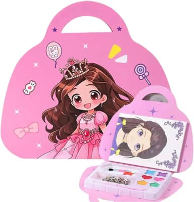 Maleta de Atividades Infantil Princesas – Pintar, Decorar e Brincar com Adesivos e Pedrinhas | Brinquedo Educativo e Criativo para Meninas | Presente para Crianças e Natal