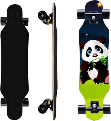Mini Cruiser Longboard, skate de roda larga de 78 cm, skate estável para iniciantes e fácil de controlar, adequado para passeios em parques e ruas, padrão de chama exclusivo