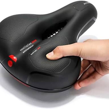 Banco Selim Vazado Anatômico Gel Confortável com Molas Bike Mtb com Fita Relfetiva de Segurança