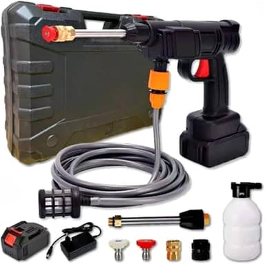 Lavadora de Alta Pressão Portátil sem Fio, 41cm x 26cm, Kit Completo com Acessórios, Bateria Recarregável