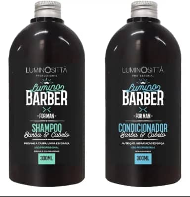Luminosittà Professional Lumino Barber For Man Shampoo e Condicionador para Barba e Cabelo, 300ml, Kit 2 Unidades