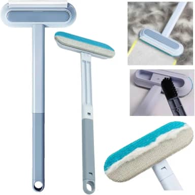 Escova Multiuso 4 em 1, Ideal para Vidros, Remove Pelos de Animais, Rodo de Silicone e cabo extensor com 48cm