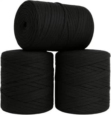 SYMEON Fio de Malha 1kg Ecologico Residual 140m Artesanato Crochê (Tons de preto)