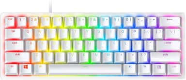 Razer Mini teclado para jogos Huntsman 60%: interruptores ópticos lineares - modo de disparo rápido - iluminação RGB cromada - teclas PBT - Memória integrada - Snap Tap - Branco