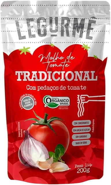 Molho Tomate Org Tradicional Legurmê Sachê 200g