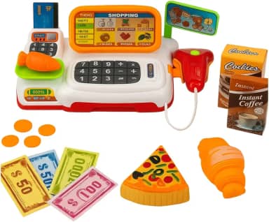 Caixa Registradora Infantil com Luz, Som e Acessórios | Brinquedo Educativo para Crianças 3+ Anos | Simula Compras com Dinheiro e Cartão de Crédito | Presente Divertido e Didático