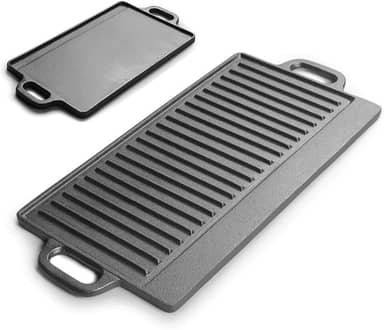 Chapa, Chapa Grill de Hambúrguer para Fogão e Indução, 23x50cm, Duas Maneiras de Usar, Ferro Fundido para Fogao LP-032