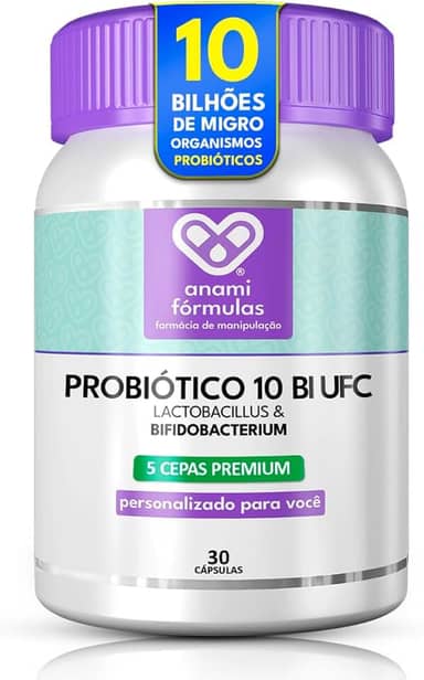 Probiótico 5 Cepas Premium (Lactobacillus e Bifidobacterium) Probiótico Intestinal 10 bilhões UFC 30 Cápsulas
