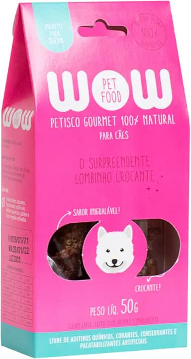 Petisco Natural Wow Pet Food de lombinho crocante para cães 50g