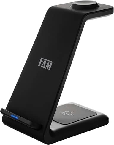 Carregador Triplo Indução 20W FCA QW27 – Carregador sem Fio Rápido para iPhone, Samsung, iWatch e AirPods – Base de Carregamento 3 em 1