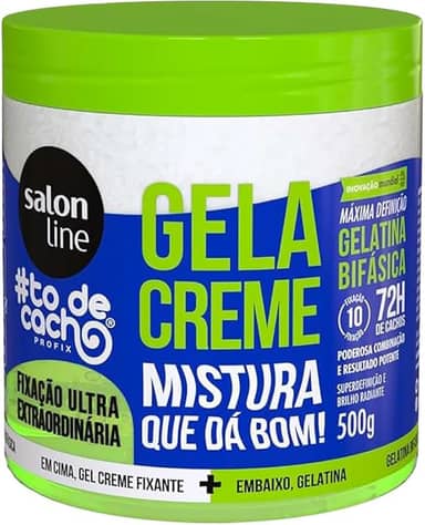 Salon Line, Gel&Creme, #todecacho, Fixação Ultra Extraordinária, Vegana - Para Cabelos Ondulados, Cacheados e Crespos