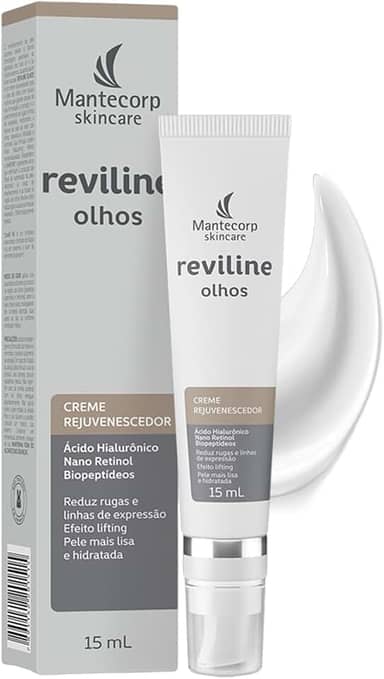 MANTECORP - Creme Rejuvenescedor para Região dos Olhos Reviline - Reduz Rugas Marcas de Expressão e Flacidez - Ácido Hialurônico, Retinol - 15g