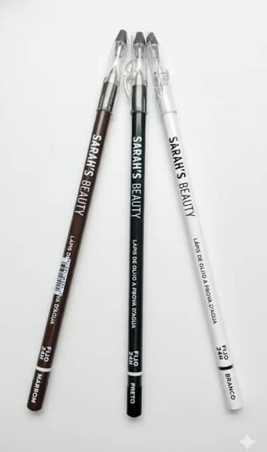 Lápis de Olho à Prova D'água, Kit com 3 Cores Clássicas, Marrom, Preto e Branco, 24 Horas de Duração, Longa Duração