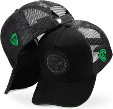 Boné Trucker Preto com Emblema Pecuária Country Preto/Musgo