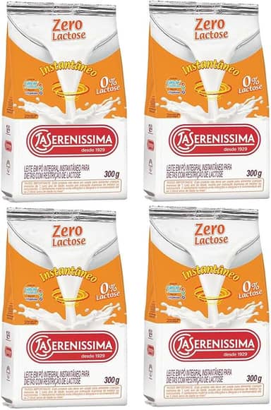 Combo 4 Un Leite em pó Zero Lactose integral instantâneo La Sereníssima 300g
