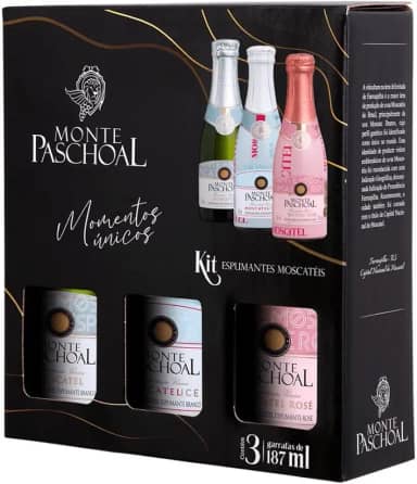Kit 3 Espumantes Moscateis 187ml - Monte Paschoal