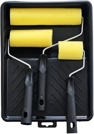 Kit 3 Rolos de Espuma P/Pintura com Bandeja, 5/9/15cm, Amarelo