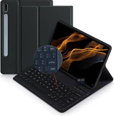 Capa Case Premium para Samsung Galaxy Tab S9 Fe / S9 / S10 FE - com Teclado Touchpad e Compartimento para Pencil (PRETO)