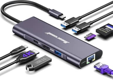 Hiearcool Hub USB C Ethernet, adaptador multiportas USBC 8 em 1, 4K @ 60 USB-C para HDMI tipo C Dock Dongle compatível com MacBook Pro Air iPad Dell Lenovo