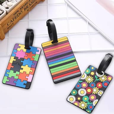 3 etiquetas de bagagem para malas - Etiquetas essenciais de viagem com proteção de privacidade