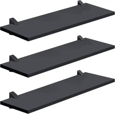 PRAT.K Kit com 3 Prateleiras Pretas 20x60cm – Suporte Preto, Compacto e Versátil (Concept)
