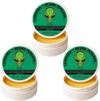 3 Cera Alien Ind Automotiva Carnaúba + Resina Peruana 120g | Brilho Espelhado, Remove Pequenos Riscos, Proteção e Revitalização da Pintura e Queimados
