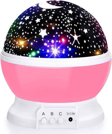 Projetor de luz noturna estrela, luzes de bebê LED, 8 luzes que mudam de cor com cabo USB, projetor de estrelas rotativas 360 graus Decoração de quarto de bebê e crianças Ambiente Relaxante (Rosa)