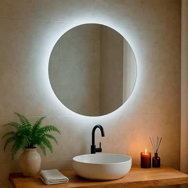 Espelho Redondo com Led 60cm 50cm 40cm 30cm Espelho Para Sala Quarto Banheiro de Parede Decorativo (Led Quente, 30cm)