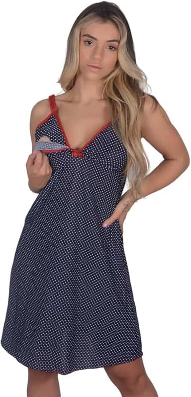Camisola de Amamentação Feminina Pós Parto em Liganete sem Bojo para Amamentar Pijama Maternidade Adulto de Dormir Luxo Grávida Confortável Gestante Noite