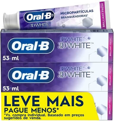 Oral-B Pasta de Dente 3D White Brilliant Fresh, 3 Unidades de 70 g
