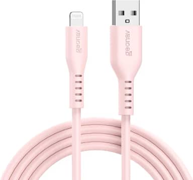 Geonav Cabo de Silicone USB-A para Lightning, carregamento até 12W, Silicone resistente, 1,5m, ESLISPK, Rosa