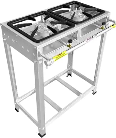 Fogão Industrial 2 Bocas, Alta Pressão, Inox, Queimadores Caulim 125mm