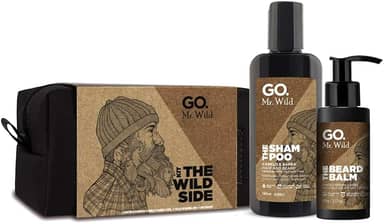 Kit Necessaire Go Man linha Mr Wild - Shampoo + Balm de Barba + Necessaire de nylon exclusiva feita a mão, excelente presente