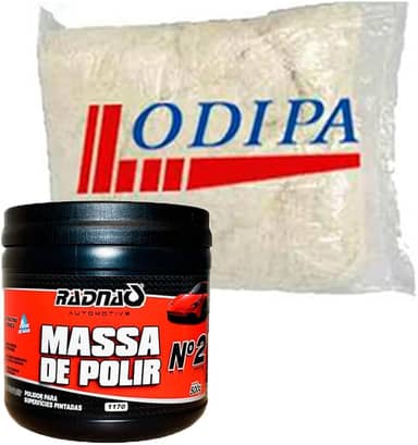 Kit Polimento Automotivo Massa De Polir N°2 500g Tira Risco + Estopa Odipa