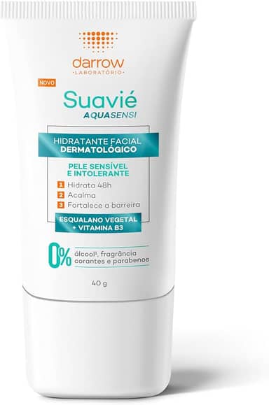 Darrow Suavié Aquasensi Hidratante Dermatológico Facial com Esqualano Vegetal, Vitamina B3 e Alfa Bisabolol que Hidrata 48h, Acalma e Fortalece a Pele Sensível, 40g