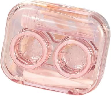 Conjunto de 2 capas de lentes de contato, itens essenciais de viagem com kit de ferramentas de remoção e frasco de solução, caixa de armazenamento de lentes de contato transparente (estilo 1)