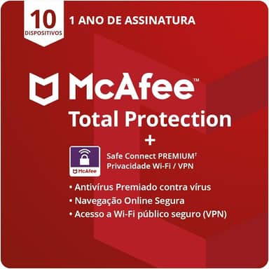 McAfee Total Protection | 10 dispositivos | Software de segurança antivírus para Internet | VPN, gerenciador de senhas, monitoramento da Dark Web e controles parentais | Assinatura de 1 ano | Cartão-chave