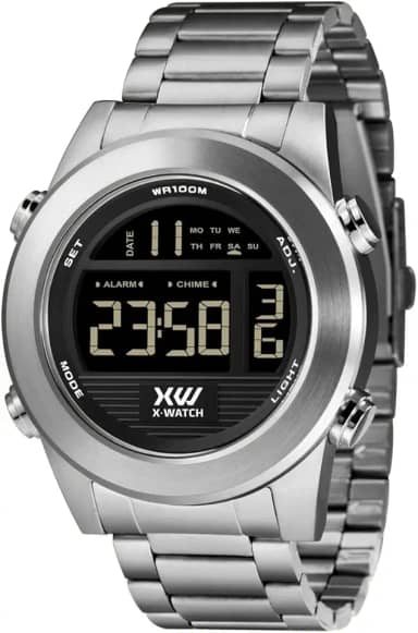 Relógio X-Watch Masculino Ref: Xmssd003 P2sx Digital Aço Prateado