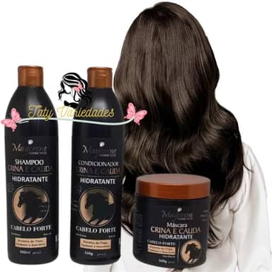 Kit Capilar Crina e Cauda Estimula o Crescimento dos Fios - Maycrene 500ml - (Shampoo, Condicionador e Máscara) para crescimento de cabelo