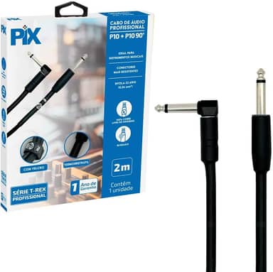 Cabo P10 + P10 90° Mono 100% Cobre Para Instrumentos 2 Metros