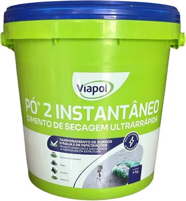 Pó 2 Instantâneo, Cimento de Secagem Ultrarrápida para Tamponamento de Infiltrações, 4kg
