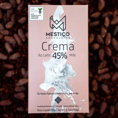 Mestiço Chocolate ao Leite Crema 45% Cacau, Premiado, Artesanal, 60g, Feito com Cacau da Fazenda Bonança